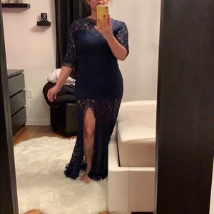 Navy blue lace long dress